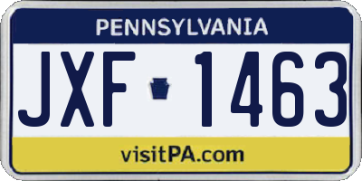 PA license plate JXF1463