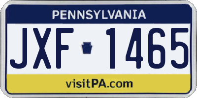 PA license plate JXF1465
