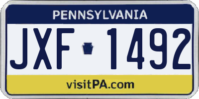 PA license plate JXF1492