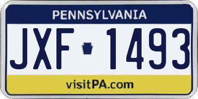 PA license plate JXF1493