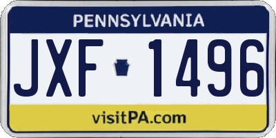 PA license plate JXF1496