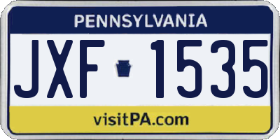 PA license plate JXF1535