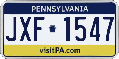 PA license plate JXF1547