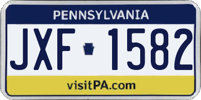 PA license plate JXF1582