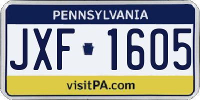 PA license plate JXF1605