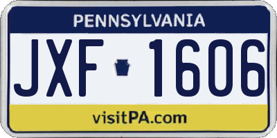 PA license plate JXF1606