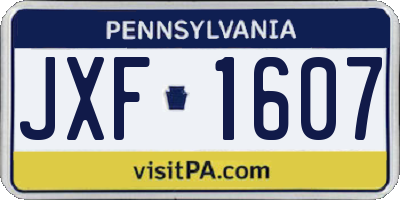 PA license plate JXF1607