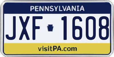 PA license plate JXF1608