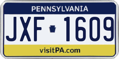 PA license plate JXF1609