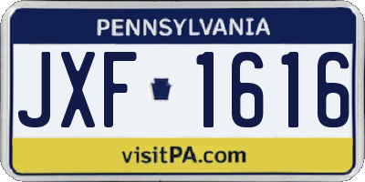 PA license plate JXF1616