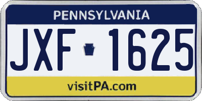 PA license plate JXF1625