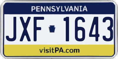 PA license plate JXF1643