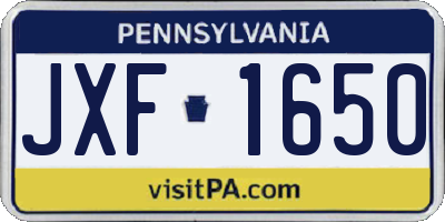 PA license plate JXF1650