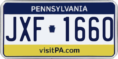 PA license plate JXF1660