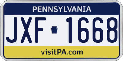 PA license plate JXF1668
