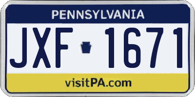 PA license plate JXF1671