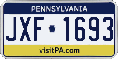 PA license plate JXF1693