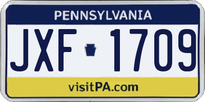PA license plate JXF1709