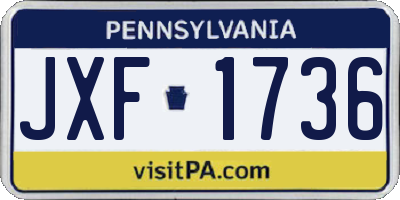PA license plate JXF1736