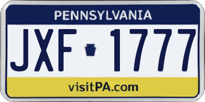 PA license plate JXF1777