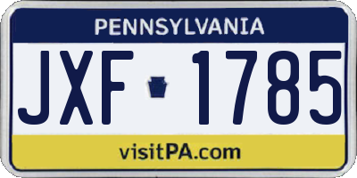 PA license plate JXF1785