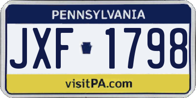 PA license plate JXF1798