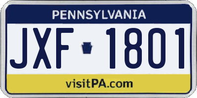 PA license plate JXF1801