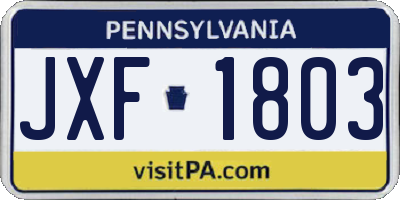 PA license plate JXF1803
