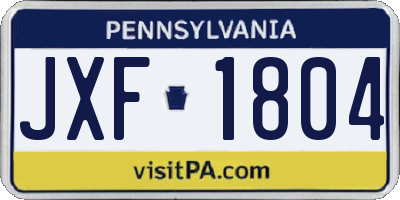 PA license plate JXF1804