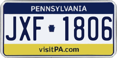 PA license plate JXF1806