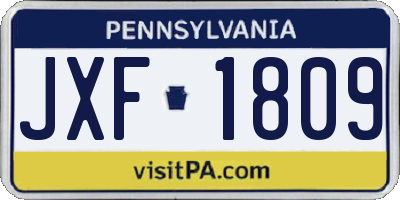 PA license plate JXF1809
