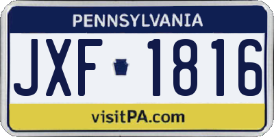 PA license plate JXF1816
