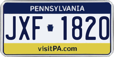 PA license plate JXF1820