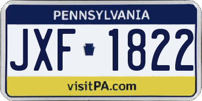 PA license plate JXF1822