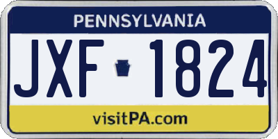 PA license plate JXF1824