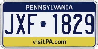 PA license plate JXF1829