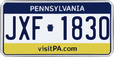 PA license plate JXF1830
