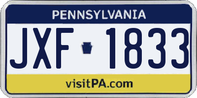 PA license plate JXF1833