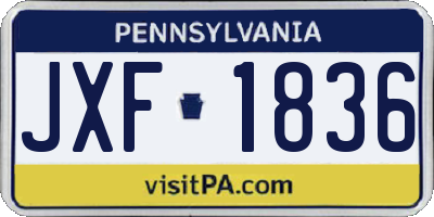 PA license plate JXF1836