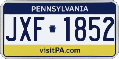 PA license plate JXF1852