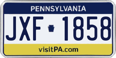 PA license plate JXF1858