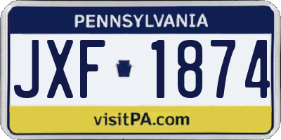 PA license plate JXF1874