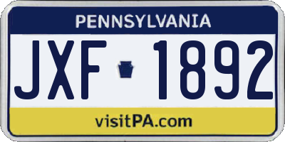PA license plate JXF1892