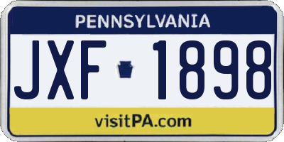PA license plate JXF1898