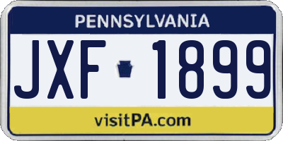 PA license plate JXF1899