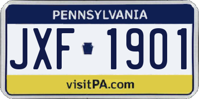 PA license plate JXF1901