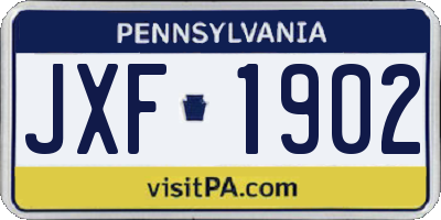 PA license plate JXF1902