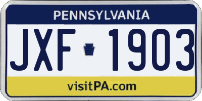 PA license plate JXF1903