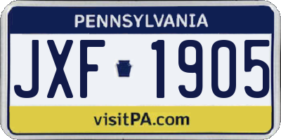 PA license plate JXF1905