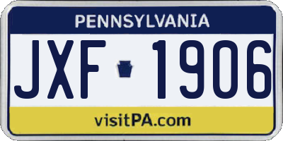 PA license plate JXF1906